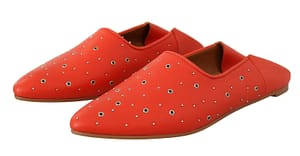 Chloé Orange Leather Eyelet Slides Flats Loafers Shoes
