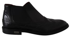 Dolce & Gabbana Black Leather Boots Stretch Mens Shoes