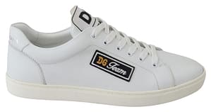 Dolce & Gabbana White Leather Low Top Casual DG Sneakers Shoes