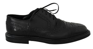 Dolce & Gabbana Black Leather Brogue Derby Dress Formal Shoes