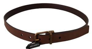 Brown Leather Rustic Buckle Cintura Belt
