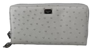 Dolce & Gabbana White Ostrich Leather Continental Mens Clutch Wallet