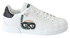 Dolce & Gabbana White Leather #DGFAMILY Patch Low Sneaker Shoes