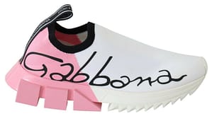 Dolce & Gabbana Pink White Logo Sorrento Sneakers Shoes