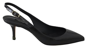 Dolce & Gabbana Gray Leather Slingbacks Heels Shoes
