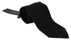 Dolce & Gabbana Black Silk Patterned Formal Wide Necktie