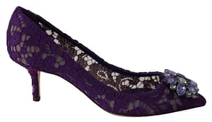 Dolce & Gabbana Purple Taormina Lace Crystals Pumps Shoes