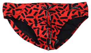 Dolce & Gabbana Orange Patterned Beachwear Briefs Swimwear