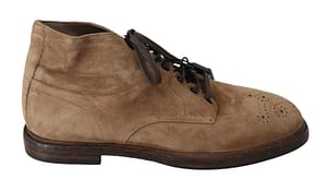 Dolce & Gabbana Beige Leather Brogue Derby Boots Shoes