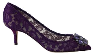 Dolce & Gabbana Pump Purple Taormina Lace Crystals Shoes