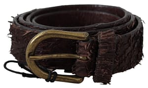 Alpha Massimo Rebecchi Dark Brown Genuine Leather Rustic Bronze Buckle Belt