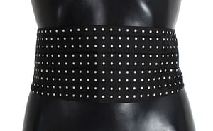 Dolce & Gabbana Black Polka Dotted Waist Belt Silk Cummerbund