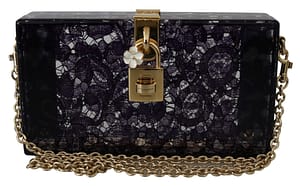 Dolce & Gabbana Purple Taormina Lace Clutch Plexi BOX SICILY Purse Bag