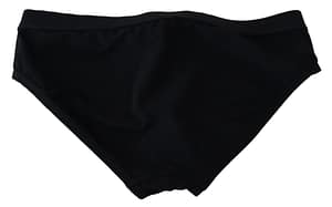 Black Logo Beachwear Briefs Nylon Stretch Swimwear