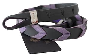 Black Purple Leather Metal Buckle Belt