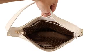 Off White Leather Shoulder Strap Women Handbag