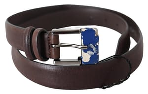 Costume National Brown Genuine Leather Silver Buckle Belt