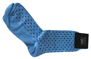 Blue cotton nylon polka dots pattern mens socks