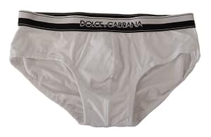 Dolce & Gabbana White Striped Cotton Stretch Logo Brief Underwear
