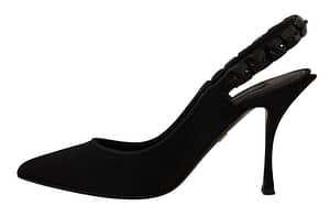 Black Silk Blend Lori Slingback Pumps Shoes