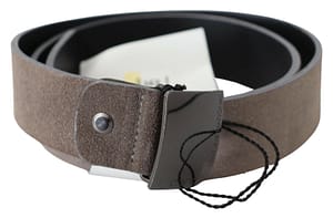 Brown Leather Square Logo Buckle Belt