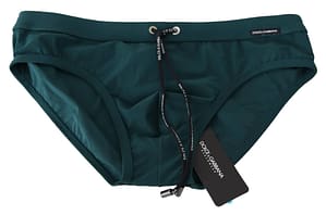 Dolce & Gabbana Green Bottom Men Beachwear Briefs Nylon Swimwear