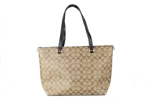 Coach Signature Coated Canvas and Leather Gallery Tote Handbag