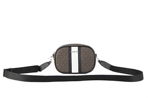 Michael Kors Jet Set Travel Small Signature PVC Striped Oval Crossbody Bag Clutch Handbag