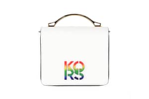 Michael Kors Pride Small Smooth Leather Rainbow Kors Convertible Shoulder Bag Crossbody Handbag (Optic White)
