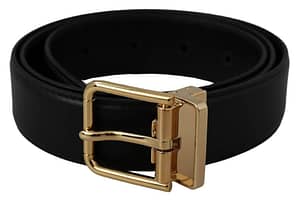 Dolce & gabbana black leather gold buckle cintura belt