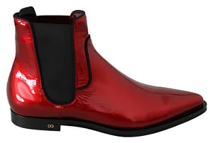 Dolce & Gabbana Red Patent Leather Boots Stretch Shoes