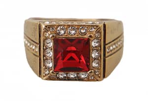 Dolce & Gabbana Gold Plated 925 Silver Red Crystal Ring