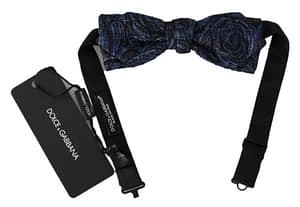 Dolce & Gabbana Blue Jacquard Adjustable Neck Papillon Bow Tie