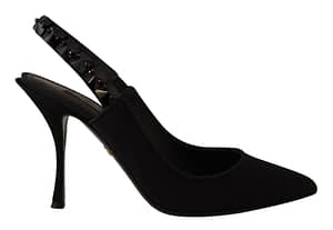 Dolce & Gabbana Black Silk Blend Lori Slingback Pumps Shoes