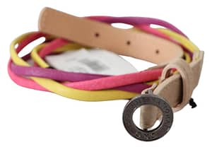 Costume National Multicolor Twisted Leather Circle Buckle Belt
