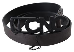 Black Leather Logo Metal Buckle Men Belt Belt