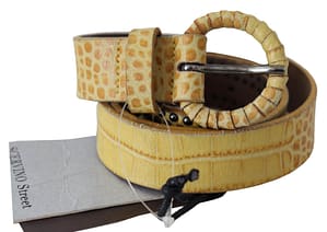 Ermanno Scervino Beige Genuine Leather Snakeskin Design Round Belt