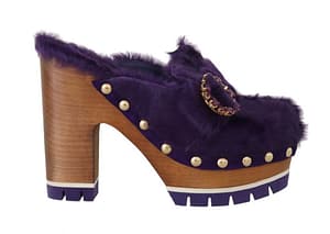 Dolce & Gabbana Purple Xiangao Fur Crystal Mules