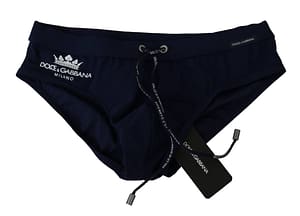 Dolce & Gabbana Blue Logo Beachwear Briefs Nylon Stretch Swimwear