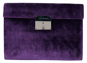 Dolce & Gabbana Purple Floral Leather Mens Document Briefcase Bag