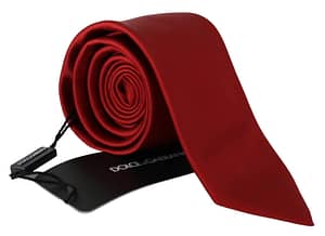 Dolce & Gabbana Red Solid Silk Wide Necktie