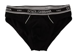 Dolce & Gabbana Black Stripe Cotton Stretch Midi Brief Underwear