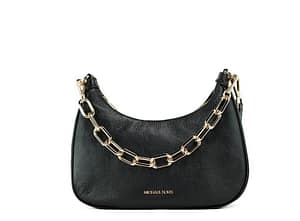 Michael Kors Cora Black Pebbled Leather Large Zip Pouchette Crossbody Handbag