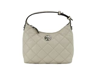 Tory Burch Willa Mini New Cream Quilted Leather Hobo Shoulder Handbag