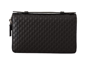Gucci Black Wallet Microguccissima Leather Zipper Mens wallet