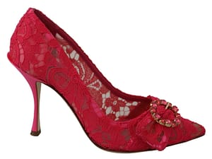 Dolce & Gabbana Red Taormina Lace Crystals Pumps Shoes
