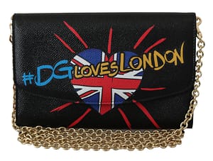 Dolce & Gabbana Black #DGLovesLondon Shoulder Clutch Borse Leather Bag