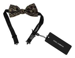 Dolce & Gabbana Brown Floral Jacquard Adjustable Neck Papillon Bow Tie