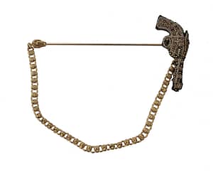 Dolce & Gabbana Lapel Pin Gold Brass Copper Revolver Gun Brooch