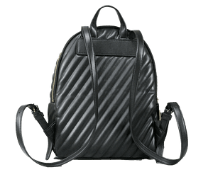 Erin Medium Vegan Faux Leather Quilted Backpack Bookbag (Black/Gold)